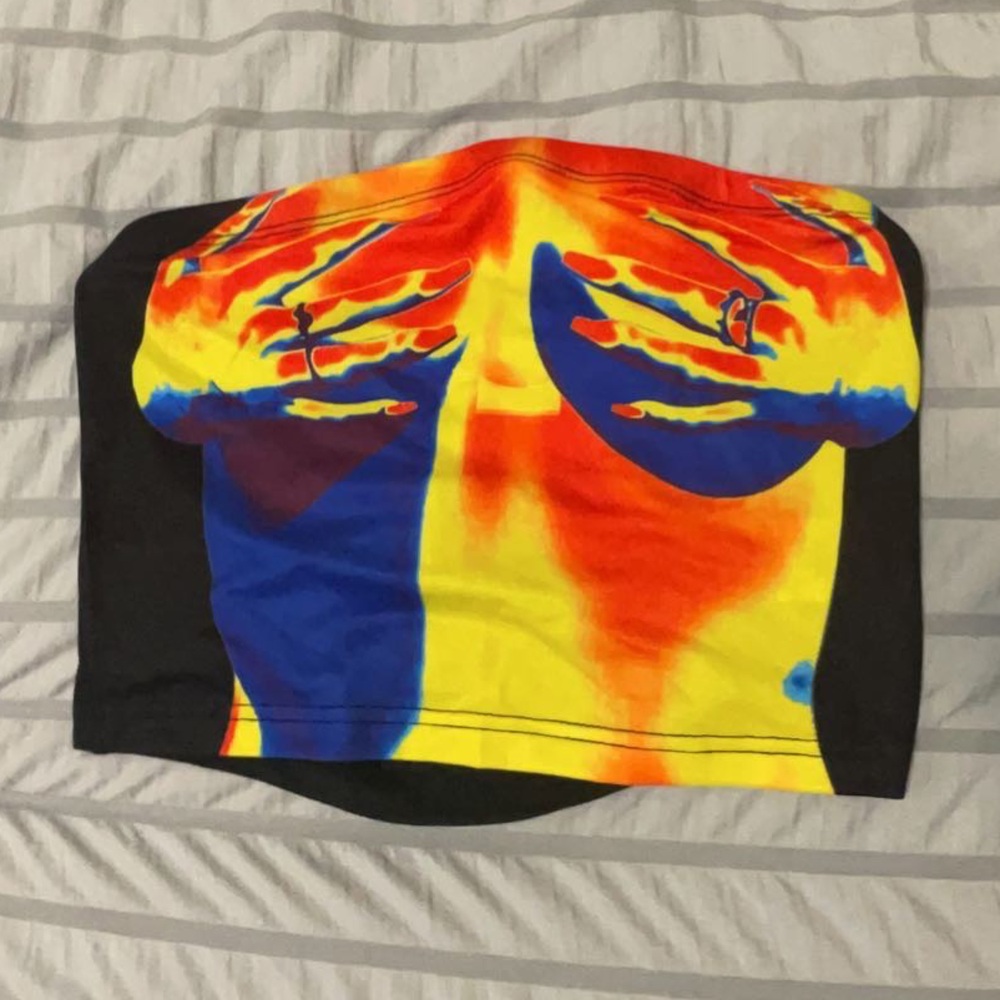 Color Block Body Print Top